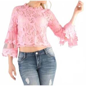 NEW FOR HER lace and grace top in pink